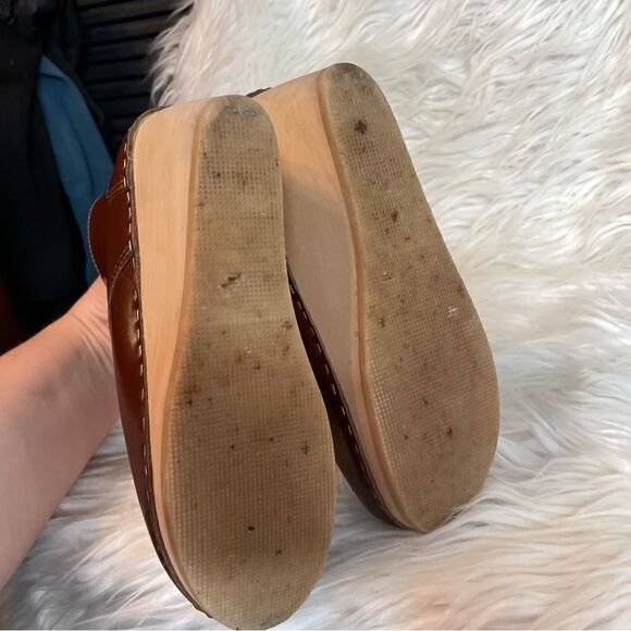 Maguba Leather Wood Wedge Clog‎ Wedge Boot Chocolate Brown Women’s 38 8 - Picture 7 of 12